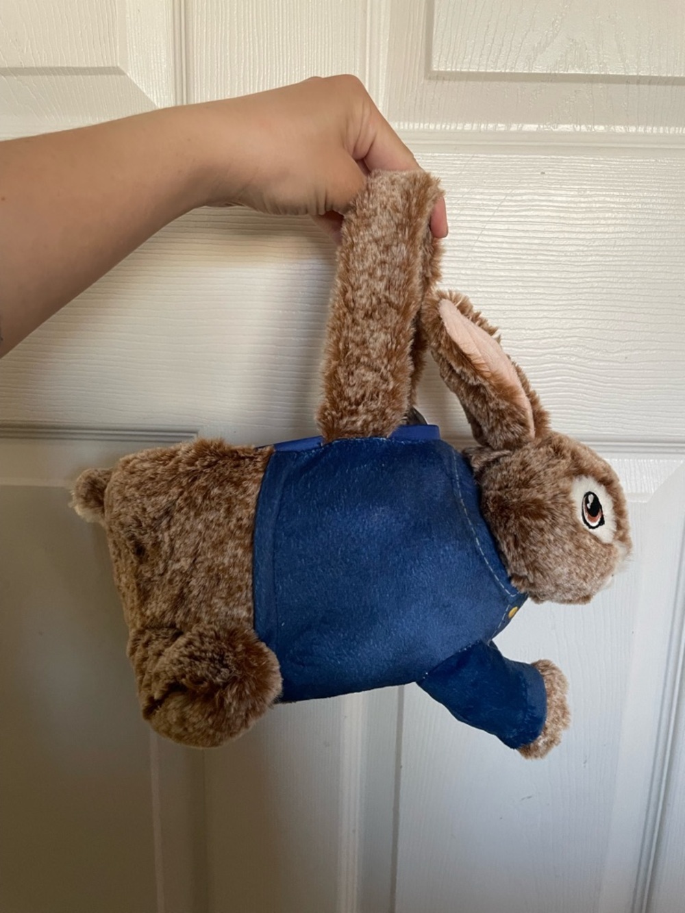 Peter Rabbit Plush Bunny Tote Bag in Brown and Blue - Picture 3 of 8